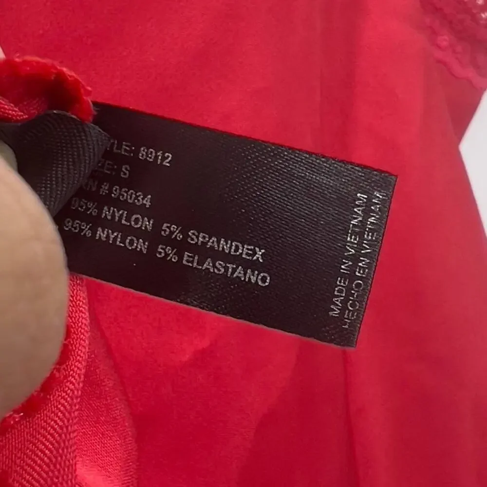 Nordstrom Red Satin Matching Pajama Lingerie Sexy Shorts Tank Set S Small - Picture 6 of 10